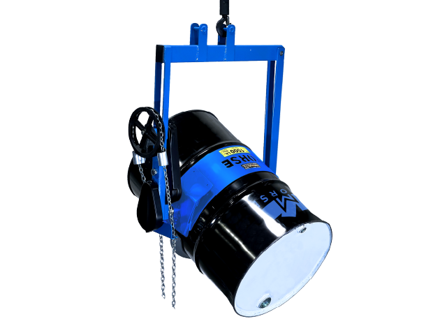 Model 185A-HD Heavy-Duty Below-Hook Kontrol-Karrier to lift and pour a 1500 Lb. (680 kg) drum