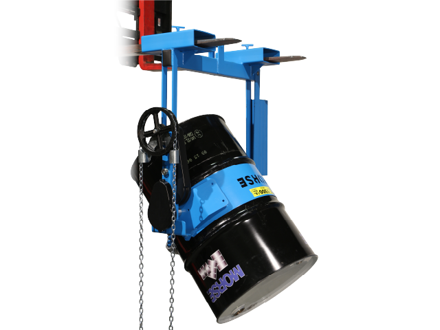 Custom Model 185S-HD-FP Heavy-Duty Below-Hook Drum Carrier with Added Fork Pockets