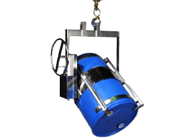 Custom Stainless Steel Below-Hook Drum Handler to lift and pour drum with hoist