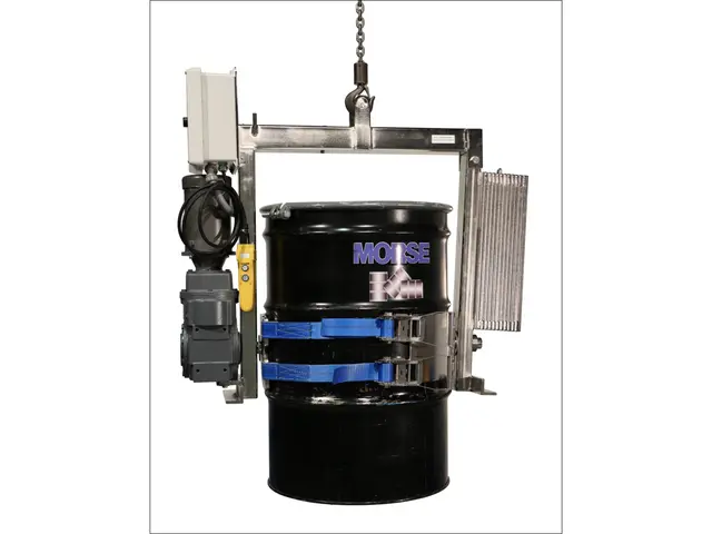 Custom Stainless Steel Power-Tilt Below-Hook Drum Carrier