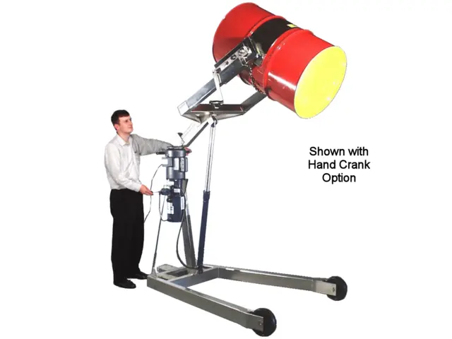 Stainless Steel Hydra-Lift Karrier with AC Power lift, and Manual drum tilt control