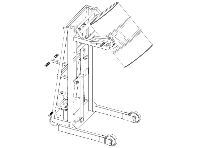 Model 510M Vertical-Lift Drum Pourer with Hand Pump drum lift and Hand Crank drum tilt control