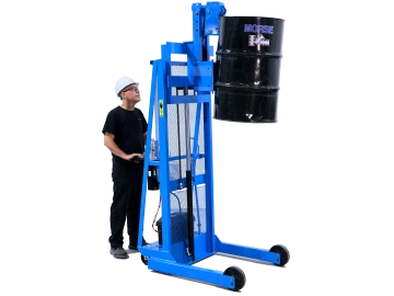 Raise and stack an upright drum. Jaws grip to rim of drum. Model 512-125 shown.