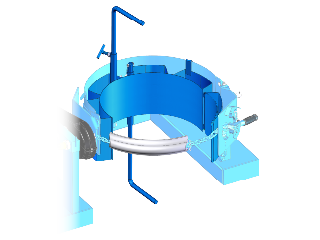 Diameter Adapter model 55/30-17.5 shown inserted into drum holder of model 285A Forklift Drum Carrier