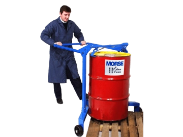 Lower handle to lift drum on and off a pallet