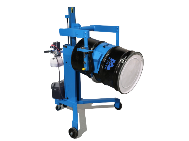 Model 82A-GT-125 Drum Palletizer has Battery Power Drum Lift and Hand Crank Drum Tilt. . Drum Handling Equipment from Morse Manufacturing - The Specialist in Drum Handling Since 1923.