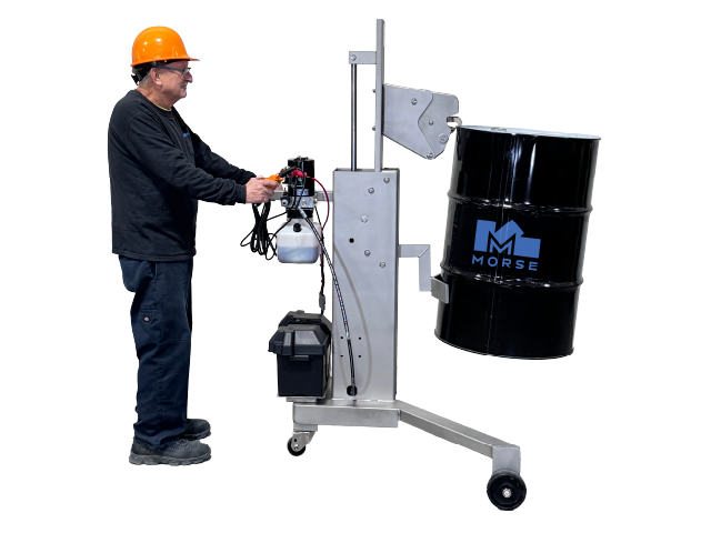 Morse 82H-SS-125 Stainless Steel Drum Lifter/Palletizer with DC Power Lift
