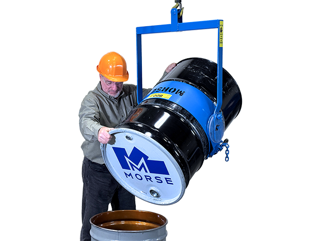 Pour a ribbed 55-gallon (210 liter) steel drum ONLY. Grasp drum by hand to turn.