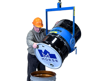 Pour a ribbed 55-gallon (210 liter) steel drum ONLY. Grasp drum by hand to turn.