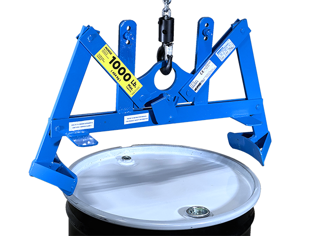 Below-Hook 55-Gallon (210 Liter) Steel Drum Lifter - Drum Gripper