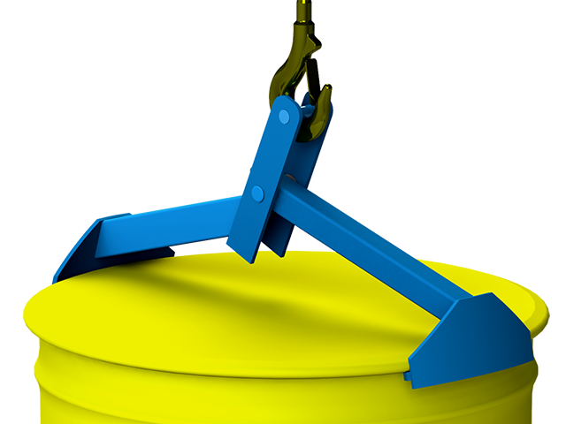 Model 91 Drum Lifter placing a 55-gallon (210 liter) steel drum into a salvage drum