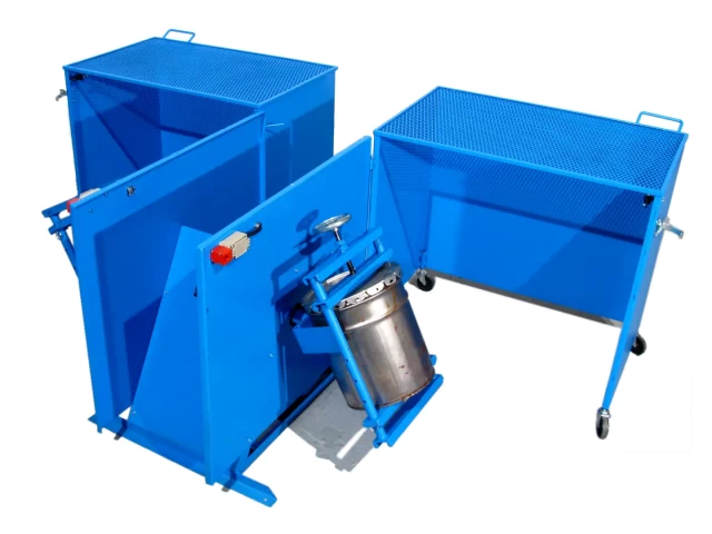 Guard Enclosure Kit with Interlocks. Shown installed on Double Can Tumbler (sold separately).